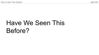 Why Is Istio That Shape? @mt165
Have We Seen This
Before?
 