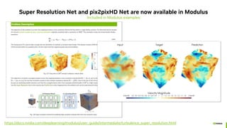 Super Resolution Net and pix2pixHD Net are now available in Modulus
Included in Modulus examples
https://docs.nvidia.com/deeplearning/modulus/user_guide/intermediate/turbulence_super_resolution.html
 