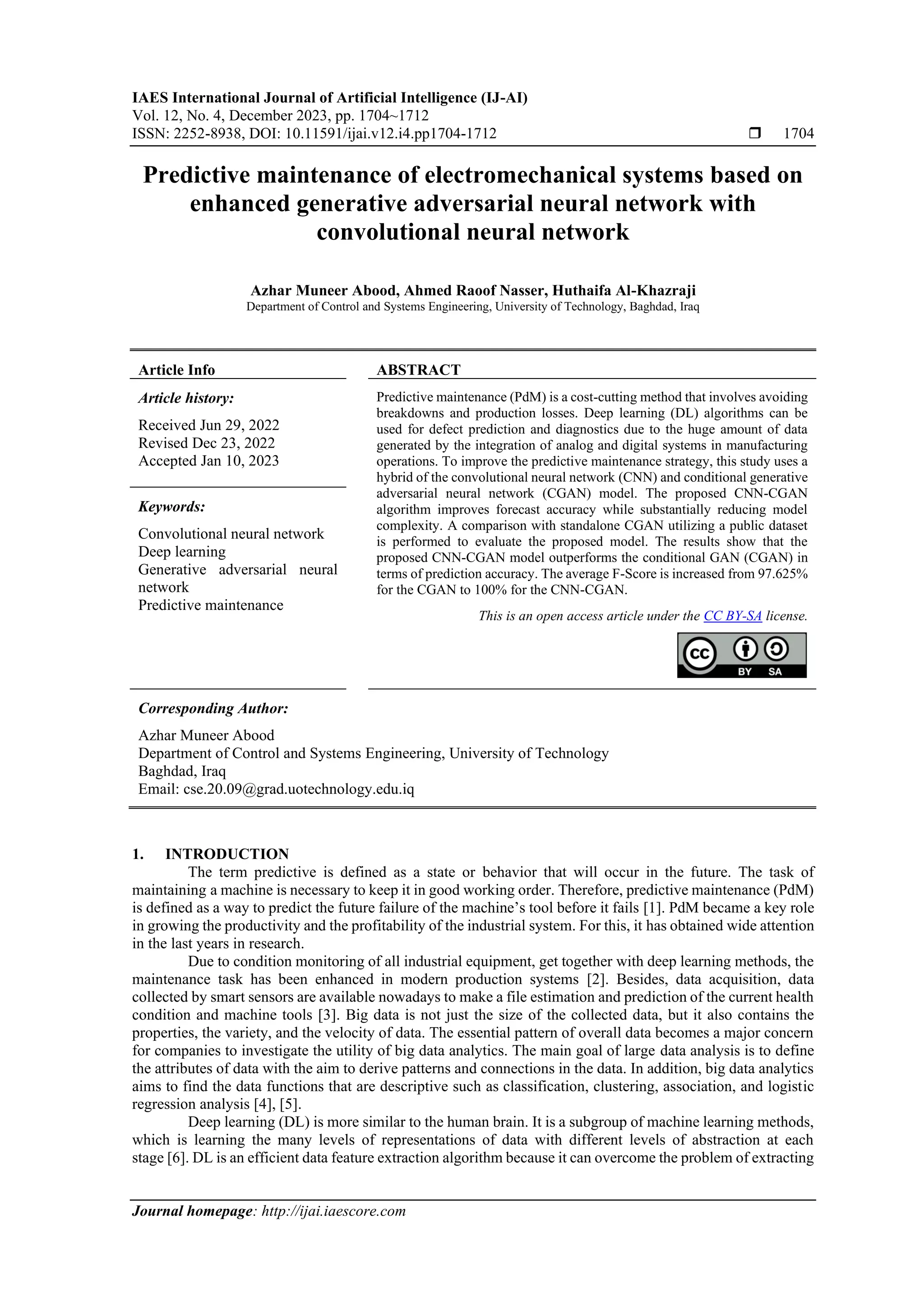 Predictive maintenance of electromechanical systems based on enhanced