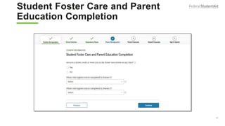 Student Foster Care and Parent
Education Completion Independent
86
 