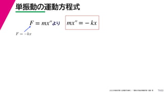 22
2022ѧ ѧ  vѧtѧ ǳҰ 
gӤ\ӷʽ
7
F = ?kx

F = mx mx = ? kx
 