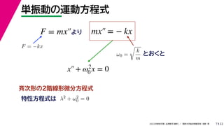 22
2022ѧ ѧ  vѧtѧ ǳҰ 
gӤ\ӷʽ
7
F = ?kx

0 =

k
m
Ȥ
ŴΤΣA΢ַʽ
Էʽ 2 + 2
0 = 0
F = mx mx = ? kx
x+ 2
0 x = 0
 