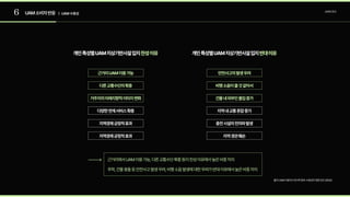 6 UAM소비자반응 | UAM수용성
소비자조사
개인특성별UAM지상기반시설입지찬성이유 개인특성별UAM지상기반시설입지반대이유
근거리UAM이용가능 안전사고의발생우려
다른교통수단의확충 비행소음이클것같아서
건물내외부인출입증가
지역내교통혼잡증가
충전시설의전자파발생
지역경관훼손
거주지의미래지향적이미지변화
다양한연계서비스확충
지역경제긍정적효과
지역경제긍정적효과
근거리에서UAM이용가능,다른교통수단확충등이찬성이유에서높은비중차지

추락,건물충돌등안전사고발생우려,비행소음발생에대한우려가반대이유에서높은비중차지
출처:UAM이용의사및버티포트수용성의영향요인(2022)
 