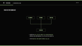 8 미래트렌드 트렌드조사
| 미래차량라이프스타일
이동수단과개인맞춤형공간
미래차량
디스플레이 가전제품 전장기술
업무를위한
(영화감상,운동,캠핑등)를즐길수있는개인공간으로도활용가
각자의
오피스공간으로사용할수있고다양한엔터테인먼트
취향,혹은그때의상황마다변화할수있는공간
 