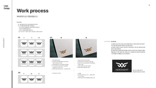 01
Logo

Design
A
E
R
O
E
M
N
T
Work process

에어로먼트로고작업과정입니다.
로고 논의 사항
1차 : 다듬은 형태 2R (이하 A), 다듬은 형태 BR 4단계 (이하 B)

2차 : A의 단점을 다듬은 A’를 만들고, A’와 B를 비X
x 1차 비교: 아이콘 프레임을 만들고 정사각형 내에서의 안정감 비X
x 2차 비교: 임의 목업에 얹어보고 비X
x 3차 비교: 각 쉐잎의 장단점을 적어보며 비교

- 답이 나오지 않아 각 시안을 더 다듬어 A’’, B’를 만들고, A,B를 섞은 AB 제작
A’’ AB B’
ëÜ 로고만의 형태가 안정×
ÓÜ 로고타입과 가로로 함께 놓였을 때, 날개 기울기와 A 
기울기가 비슷해서 하나로 보µ
åÜ 아이콘에 얹을 때 조금 더 정사각형에 가까운 형태µ
ÒÜ 우리 기존 로고랑 더 비슷하게 생겨서 처음 원했던 
느낌을 잃지 않고 가져갈 수 있¢
¾Ü 전체적인 형태가 왕관 모양도 보임 - 프리미엄 의미 부여
ëÜ 다이아몬드만 너무 커보임
ëÜ 속공간이 비교적 작아 눈에 띄지 않¢
ÓÜ 전체적인 대칭이나 각도가 잘맞아 거슬리지 않¢
åÜ 밑라인이 거의 직선으로 맞아 떨어져 가로로 놓았을 때
글씨와 보기 좋¢
ÒÜ 가로로 긴형태가 좀더 유려한느낌을 *
¾Ü 전체적인 형태가 UAM/비행기스러움
ëÜ 넘길쭉j
ÓÜ 날개 부분속공간이 너무 큰느낌 - 다이아만 상대적
으로 너무 작아보µ
åÜ 가로폭이 넓어서 아이콘이나 활용할때 어려울 수 있음
A’
1차 2차
3차
A’ B 기존 B
이후진행사항
A 시안에서는날개가모이는집약성, 라인의 유려함이 장점이나가운데다이아몬드모양속공간이

너무커멀리서 볼때윗부분이 끊겨보이는듯한단점이 있었고,

B 시안에서는안정적이고 속공간도작아 완성도가더욱높아보이나가로가길고 상대적으로납작해

보인다는단점이 있었습니다.

둘의 장단점이 둘중하나를 선택하기엔팀원들 사이에서도의견이 많이 갈리고 접점을 찾기힘들어

장점을 함께갖고 가면서 단점은 지울수있을까싶어 두시안을 합친AB 시안을 임시로만들어보았

고, 결국AB를 더욱디벨롭하는것으로논의되었습니다.
해당시안 1개, 얇은 버전1개

이에 맞춰로고타입굵기조정 진행
 