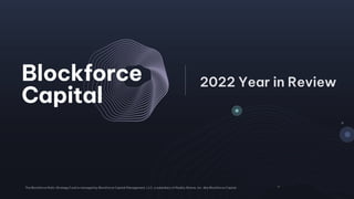 The Blockforce Multi-Strategy Fund is managed by Blockforce Capital Management, LLC, a subsidiary of Reality Shares, Inc. dba Blockforce Capital.
2022 Year in Review
 