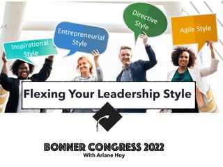 Flexing Your Leadership Style
Bonner congress 2022
With Ariane Hoy
 