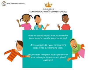 Does an opportunity to have your creative
voice heard across the world excite you?
Are you inspired by your community’s
response to a challenging year?
Do you want to express your experience or
your visions for the future to a global
audience?
 