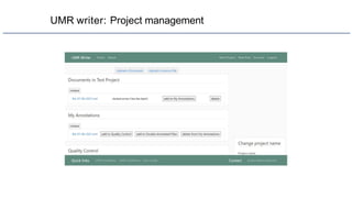 UMR writer: Project management
 