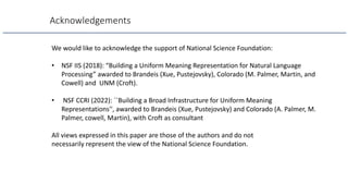 Acknowledgements
We would like to acknowledge the support of National Science Foundation:
• NSF IIS (2018): “Building a Un...