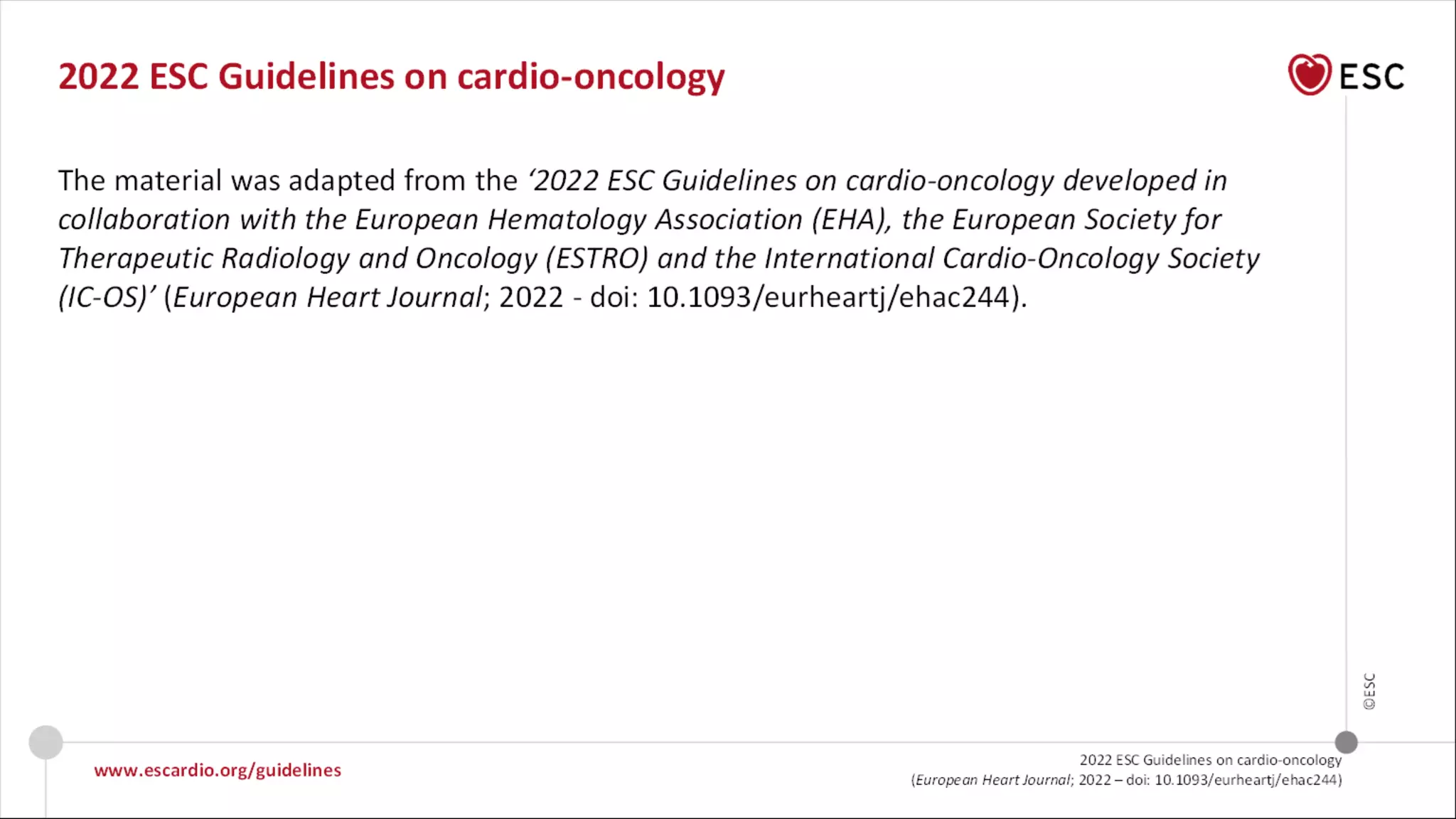 2022 ESC guidelines of Cardio Oncology | PPTX