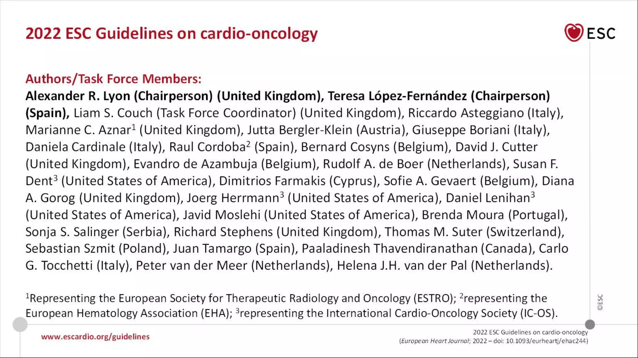 2022 ESC guidelines of Cardio Oncology | PPTX