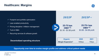 Opportunity over time to evolve margin profile and address critical patient needs
Healthcare: Margins
✓ Footprint and port...