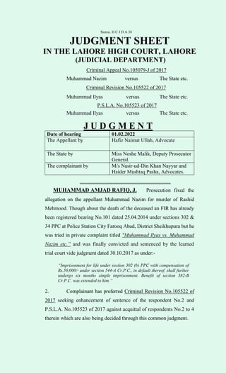 2022 PCr.LJ Note 82.pdf-- Criminal appeal by Amjad rafique | PDF