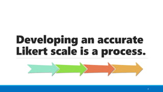 Developing an accurate
Likert scale is a process.
7
 