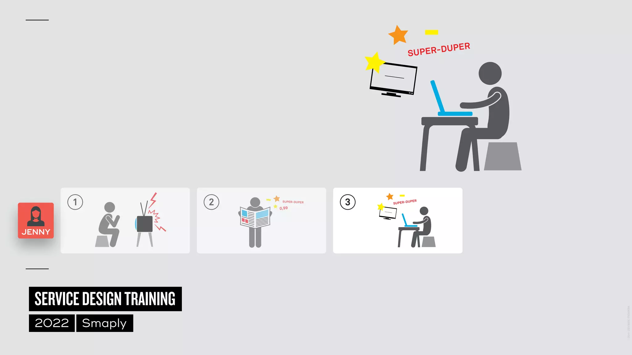 ©
2014–2021
MARC
STICKDORN
SERVICEDESIGNTRAINING
2022 Smaply
1 2 3
JENNY
 