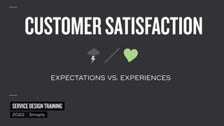 ©
2014–2021
MARC
STICKDORN
SERVICEDESIGNTRAINING
2022 Smaply
CUSTOMERSATISFACTION
EXPECTATIONS VS. EXPERIENCES


 