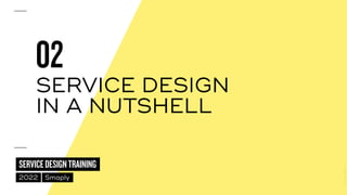 ©
2014–2021
MARC
STICKDORN
SERVICEDESIGNTRAINING
2022 Smaply
02
SERVICE DESIGN
 
IN A NUTSHELL
 