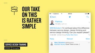 ©
2014–2021
MARC
STICKDORN
SERVICEDESIGNTRAINING
2022 Smaply
OURTAKE
 
ONTHIS
 
ISRATHER
 
SIMPLE
 