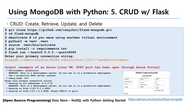 오픈 소스 프로그래밍 - NoSQL with Python | PPT