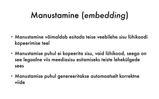 Autor Nimi ja aasta sulgudes
Nimi tekstis, aasta
sulgudes
Üks autor (Laanpere, 2013) Laanpere (2013)
Kaks autorit (Kollom ...