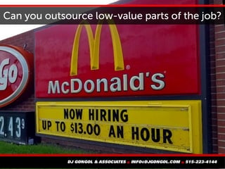 Can you outsource low-value parts of the job?
 