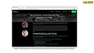 July 2020
2020
https://airflowsummit.org/workshops/workshop-contributing-apache-airflow/
 