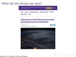 When did the Ukraine war start?
Defense, Tech and Internet. The World Changed.
 