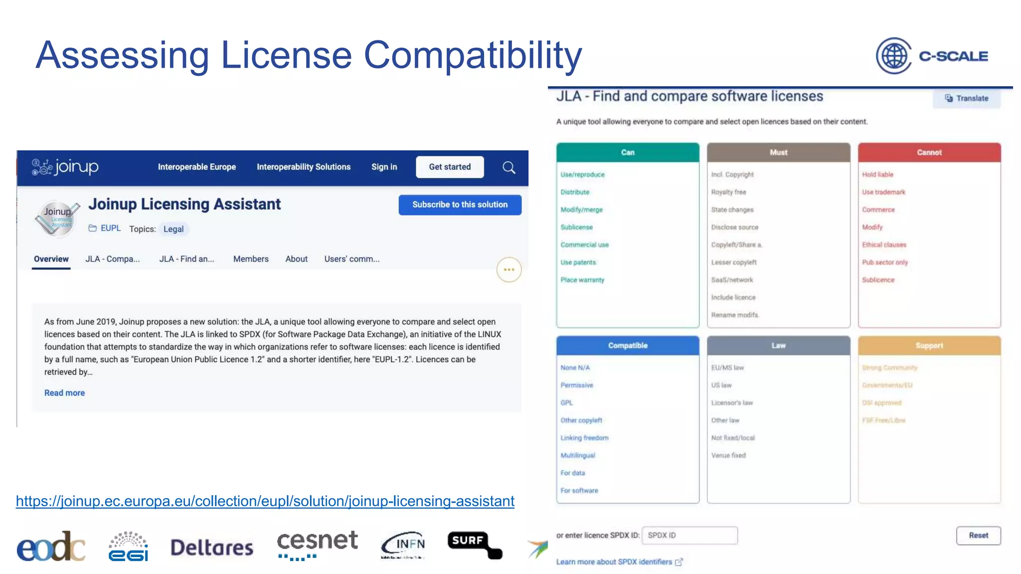 Assessing License Compatibility
17
https://joinup.ec.europa.eu/collection/eupl/solution/joinup-licensing-assistant
 