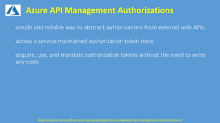 Azure API Management Authorizations
https://azure.microsoft.com/en-au/updates/generally-available-api-management-authorizations/
 