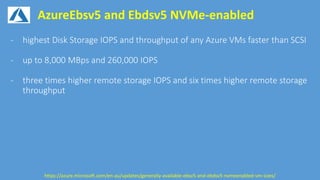 AzureEbsv5 and Ebdsv5 NVMe-enabled
https://azure.microsoft.com/en-au/updates/generally-available-ebsv5-and-ebdsv5-nvmeenabled-vm-sizes/
 