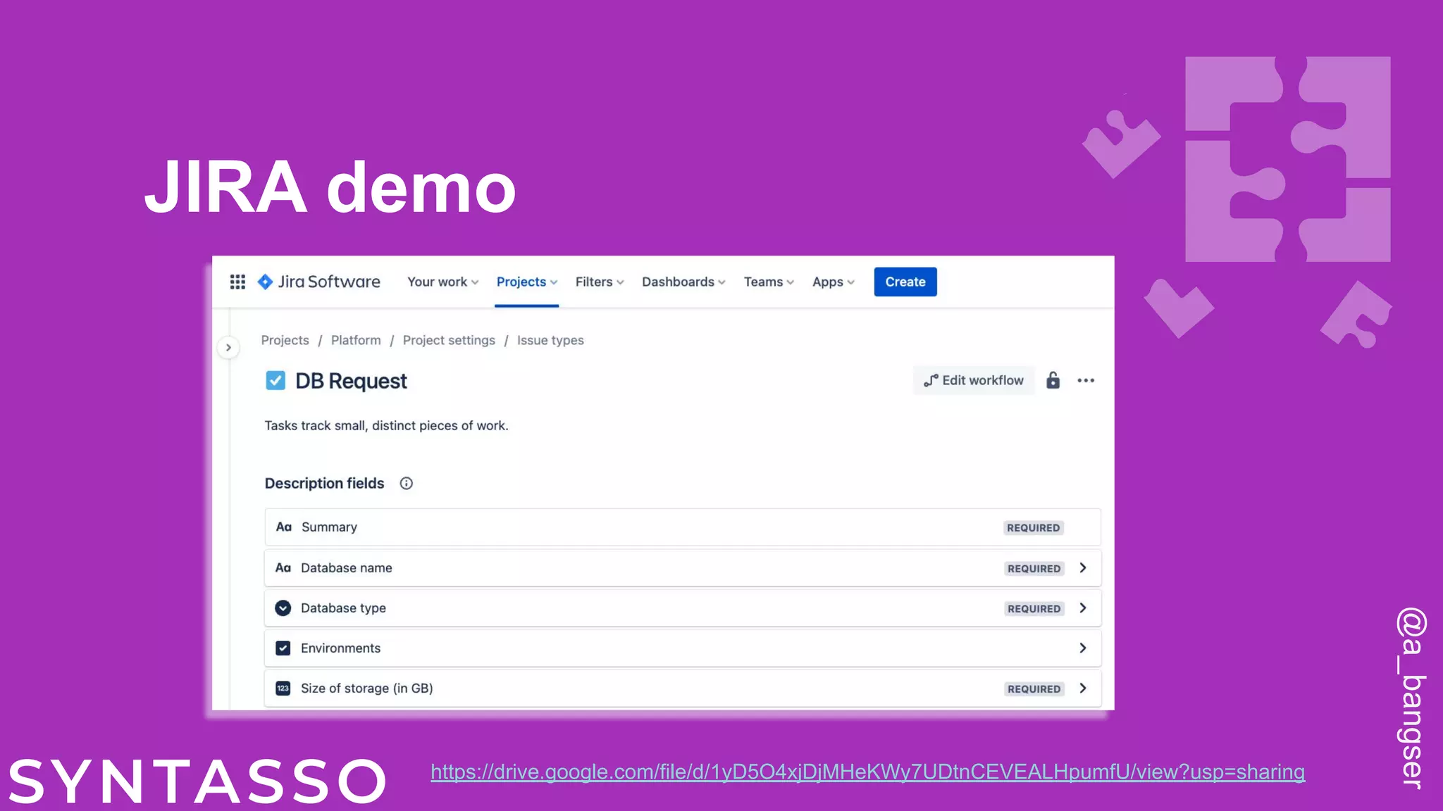 JIRA demo
@a_bangser
https://drive.google.com/file/d/1yD5O4xjDjMHeKWy7UDtnCEVEALHpumfU/view?usp=sharing
 