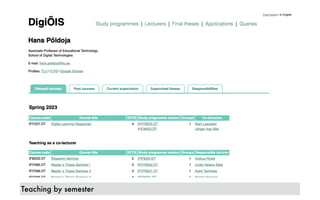 Teaching by semester
 