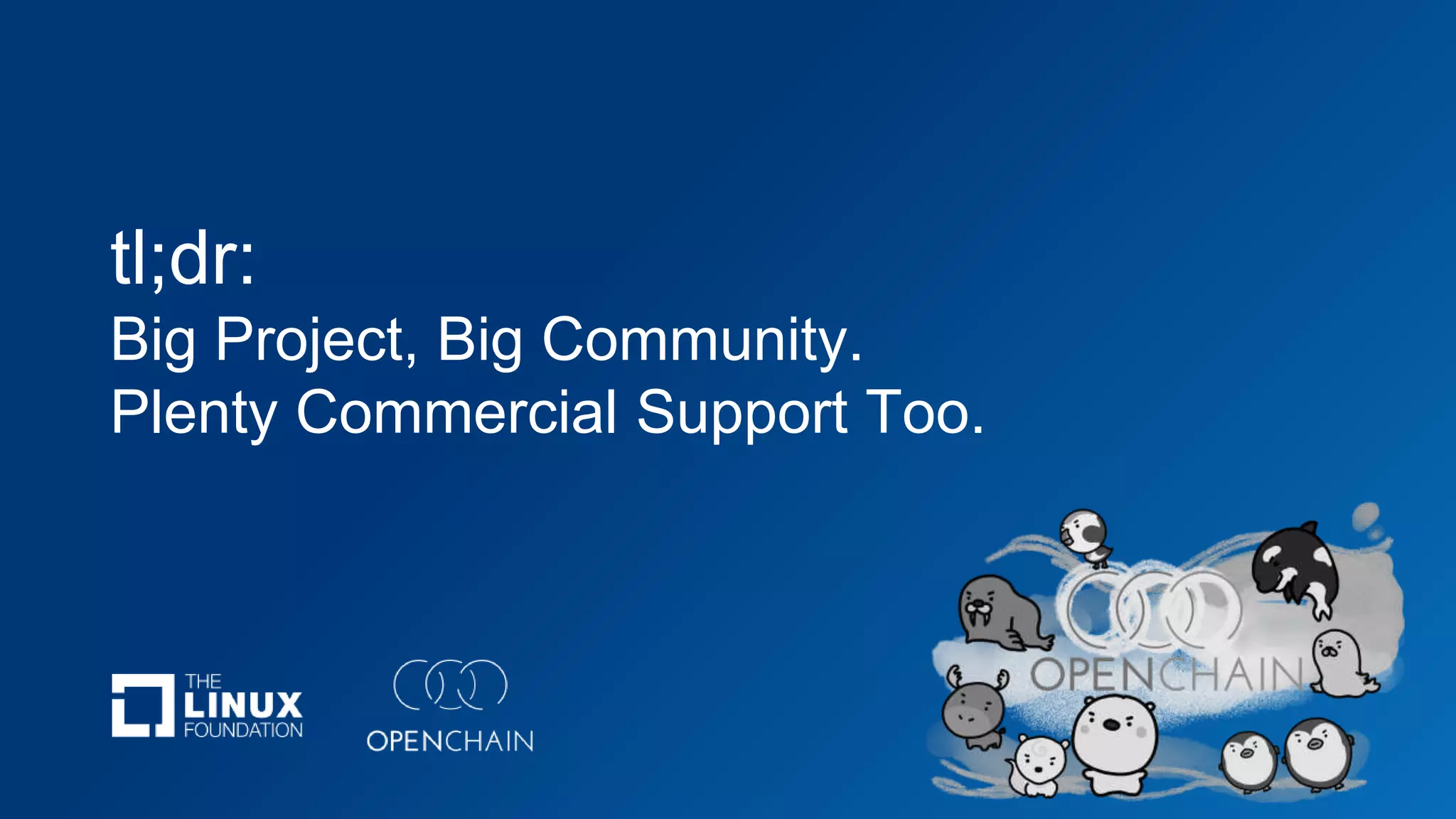 tl;dr:
Big Project, Big Community.
Plenty Commercial Support Too.
 