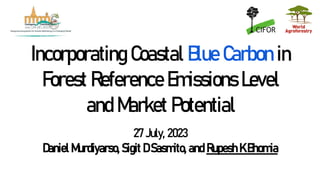 Incorporating Coastal Blue Carbon in
Forest Reference Emissions Level
and Market Potential
27 July, 2023
Daniel Murdiyarso, Sigit D Sasmito, and Rupesh K Bhomia
 