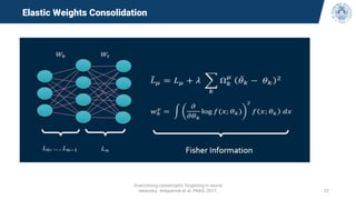 Overcoming catastrophic forgetting in neural
networks, Kirkpatrick et al. PNAS, 2017. 22
Elastic Weights Consolidation
 