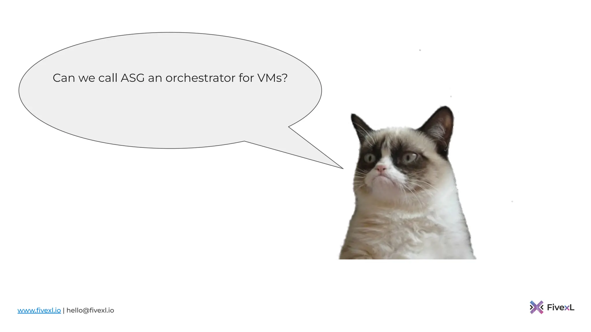 www.ﬁvexl.io | hello@ﬁvexl.io
Can we call ASG an orchestrator for VMs?
 