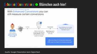 Quelle: Google Präsentation beim Digital Bash
Enhanced Conversions: ❁ Blümchen auch hier!
 