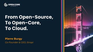 From Open-Source,
To Open-Core,
To Cloud.
Pierre Burgy
Co-Founder & CEO, Strapi
 