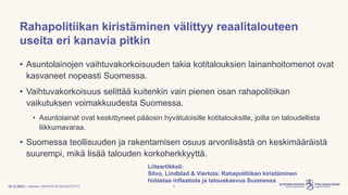 | Julkinen | SP/FIVA-EI RAJOITETTU
Rahapolitiikan kiristäminen välittyy reaalitalouteen
useita eri kanavia pitkin
• Asunto...