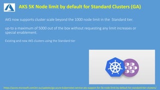 AKS 5K Node limit by default for Standard Clusters (GA)
https://azure.microsoft.com/en-au/updates/ga-azure-kubernetes-service-aks-support-for-5k-node-limit-by-default-for-standard-tier-clusters/
 