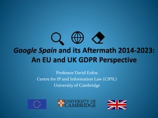 Professor David Erdos
Centre for IP and Information Law (CIPIL)
University of Cambridge
 
