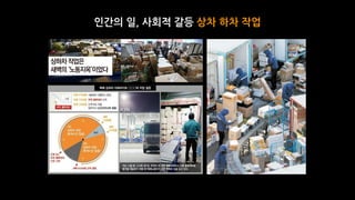 인간의 일, 사회적 갈등 상차 하차 작업
 