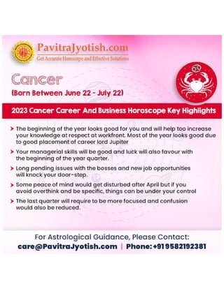 2023 Cancer Career Horoscope and Business Horoscope - 
