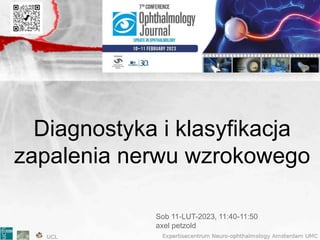 Diagnostyka i klasyfikacja
zapalenia nerwu wzrokowego
Sob 11-LUT-2023, 11:40-11:50
axel petzold
 