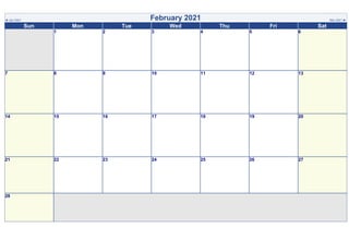 ◄ Jan 2021 February 2021 Mar 2021 ►
Sun Mon Tue Wed Thu Fri Sat
1 2 3 4 5 6
7 8 9 10 11 12 13
14 15 16 17 18 19 20
21 22 23 24 25 26 27
28
 