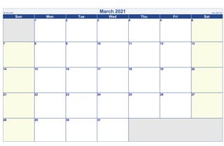 ◄ Feb 2021 March 2021 Apr 2021 ►
Sun Mon Tue Wed Thu Fri Sat
1 2 3 4 5 6
7 8 9 10 11 12 13
14 15 16 17 18 19 20
21 22 23 24 25 26 27
28 29 30 31
 