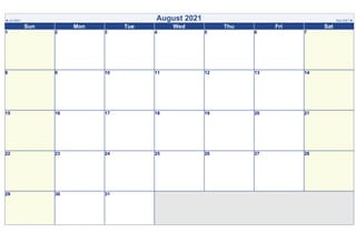 ◄ Jul 2021 August 2021 Sep 2021 ►
Sun Mon Tue Wed Thu Fri Sat
1 2 3 4 5 6 7
8 9 10 11 12 13 14
15 16 17 18 19 20 21
22 23 24 25 26 27 28
29 30 31
 