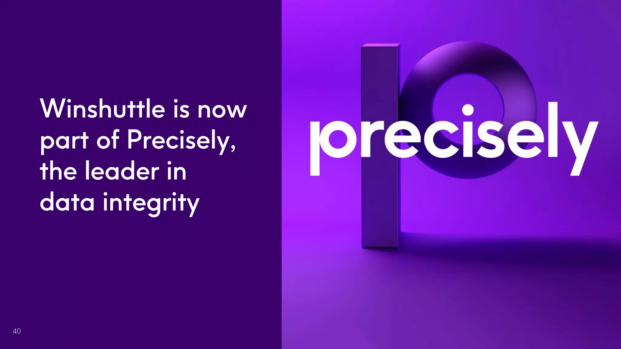 Winshuttle is now
part of Precisely,
the leader in
data integrity
40
 