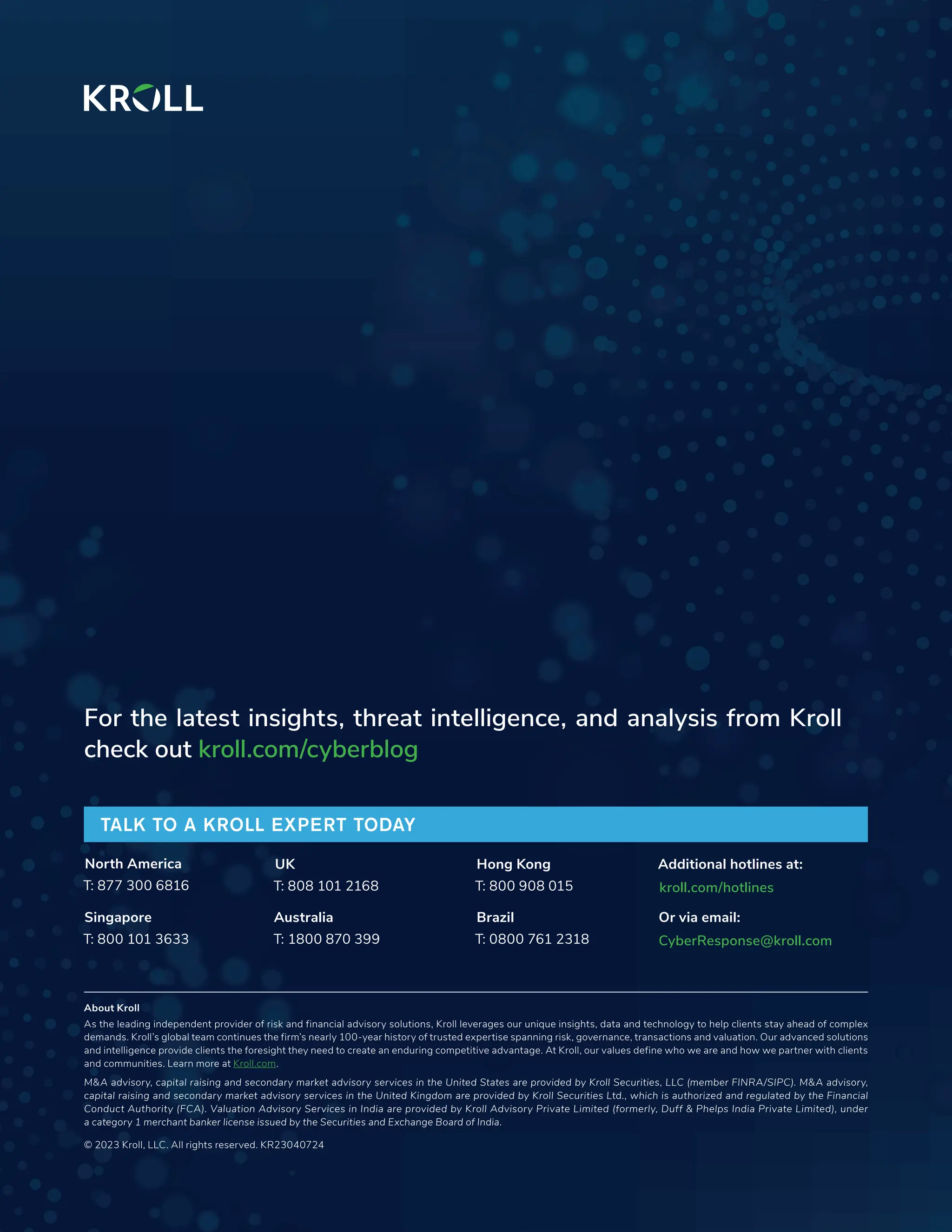 The State of Cyber Defense Report by Kroll - CY 2023 | PDF